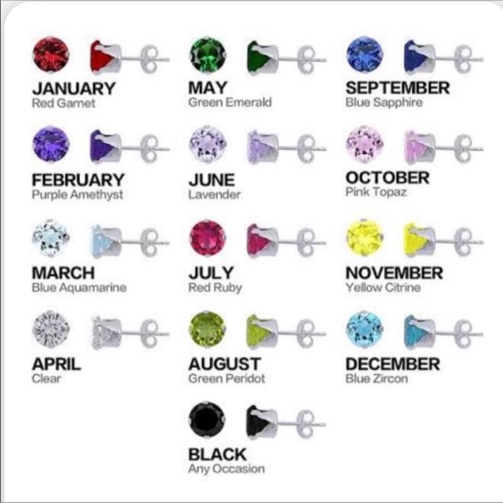 Genuine STERLING SILVER Gemstones PIERCED STUDS